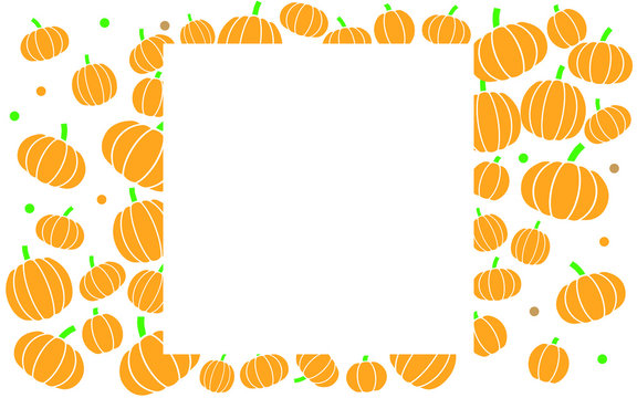 Autumn Pumpkins Frame Border. Flat Style design.
