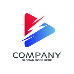 Play Icon With Thunder Logo Vector