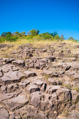 Eroded rocks and Caatinga landscape in Oeiras, Piaui - Brazil