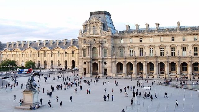 Louvre museum art galleries, square and buildings in Paris, France