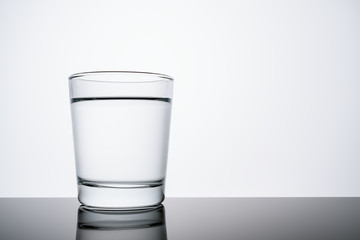 Glass Cup full of pure water with copy space