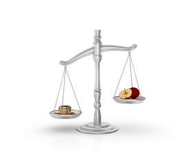 Legal Weight Scale with Cake and Fruit - High Quality 3D Rendering