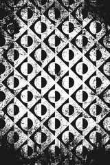 Grunge abstract geometric pattern. Vertical black and white backdrop.