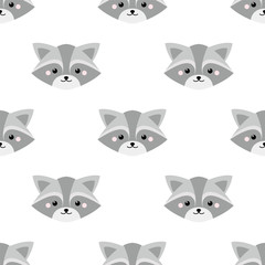Cute flat raccoon pattern