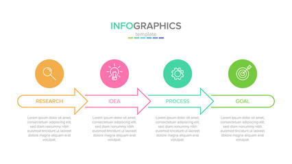 Fototapeta premium Vector infographic label template with icons. 4 options or steps. Infographics for business concept. Can be used for info graphics, flow charts, presentations, web sites, banners, printed materials.