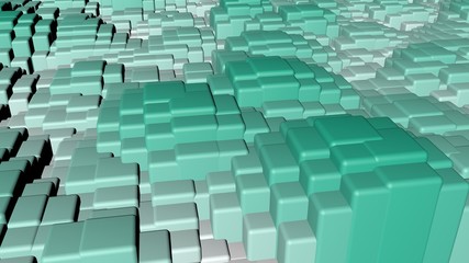 Obraz premium Bright colorful shiny solid squares floating in a wavy shape background.