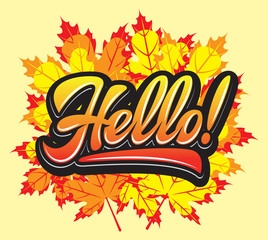 Obraz premium Vector template for design of advertising on autumn theme with inscription