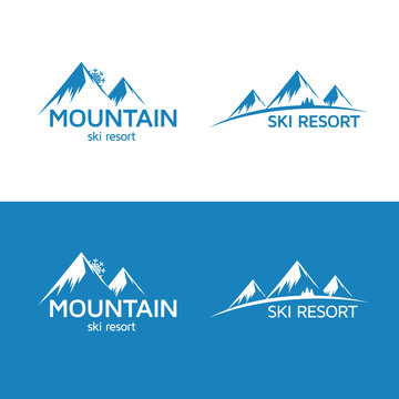 Mountain peak emblem for ski resort