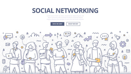 People Social Networking Doodle Concept