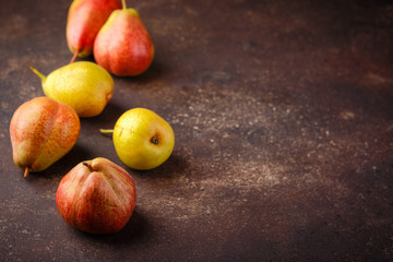 Fresh ripe organic red-yellow pears