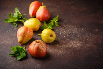 Fresh ripe organic red-yellow pears