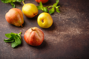 Fresh ripe organic red-yellow pears