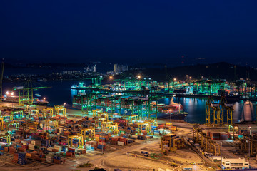Fototapeta na wymiar Container terminal at night