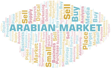 Fototapeta premium Arabian Market word cloud. Vector made with text only.