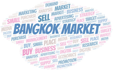 Bangkok Market word cloud. Vector made with text only.