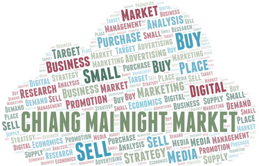 Obraz premium Chiang Mai Night Market word cloud. Vector made with text only.