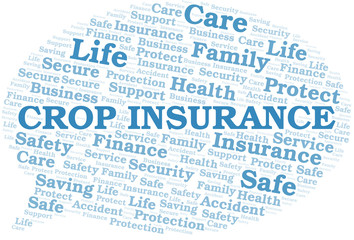 Crop Insurance word cloud vector made with text only.