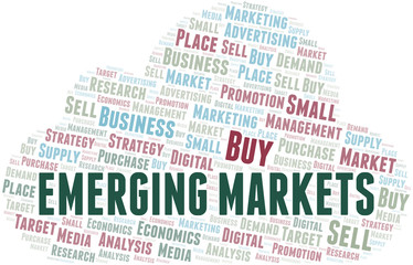 Emerging Markets word cloud. Vector made with text only.