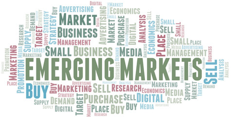 Obraz premium Emerging Markets word cloud. Vector made with text only.