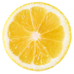 Slice of lemon isolated on white background