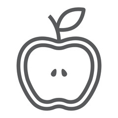 Half apple line icon, food and fruit, fresh apple sign, vector graphics, a linear pattern on a white background.
