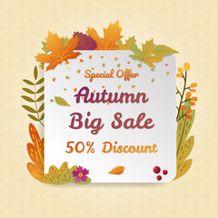 Autumn big sale discount promotional square print and social media post