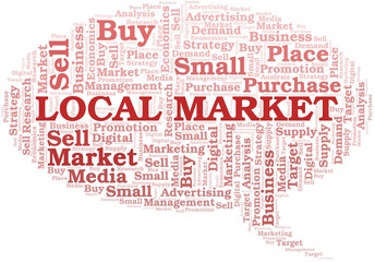 Local Market word cloud. Vector made with text only.