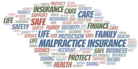 Obraz premium Malpractice Insurance word cloud vector made with text only.