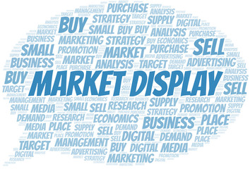 Market Display word cloud. Vector made with text only.