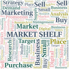 Fototapeta premium Market Shelf word cloud. Vector made with text only.