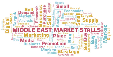 Fototapeta premium Middle East Market Stalls word cloud. Vector made with text only.