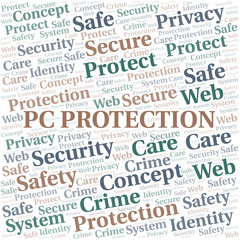 Pc Protection word cloud. Wordcloud made with text only.