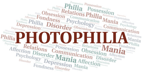 Obraz premium Photophilia word cloud. Type of Philia.