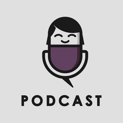 podcast sweet girl characters logo vector