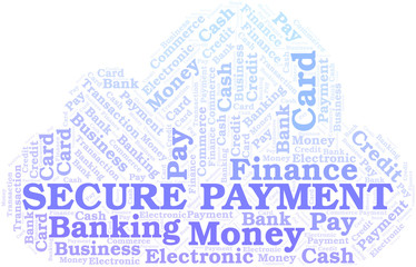 Secure Payment word cloud. Vector made with text only.