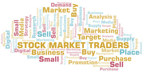 Obraz premium Stock Market Traders word cloud. Vector made with text only.