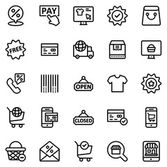 Online Shopping Icon Set - vector illustration . ecommerce, e-commerce, shopping, buy, delivery, discount, pay, payment, online, thin, line, icons .