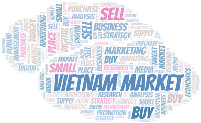 Obraz premium Vietnam Market word cloud. Vector made with text only.