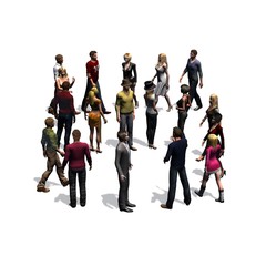 people - arranged in number 5 - with shadow - isolated on white background