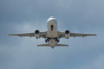 Starting plane on the island San Andres in Colombia 