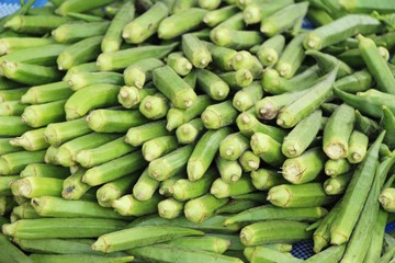 Fresh okra for cooking at street food