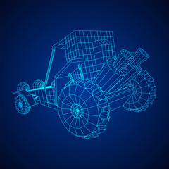 Off road dune buggy car. Terrain vehicle. Outdoor car racing, extreme sport oncept. Wireframe low poly mesh vector illustration