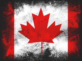 Canada Flag design composition of exploding powder and paint, isolated on a black background for...