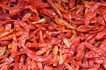 Dried peppers red hot chilli