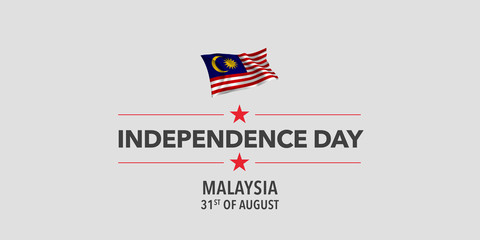 Malaysia happy independence day greeting card, banner, vector illustration