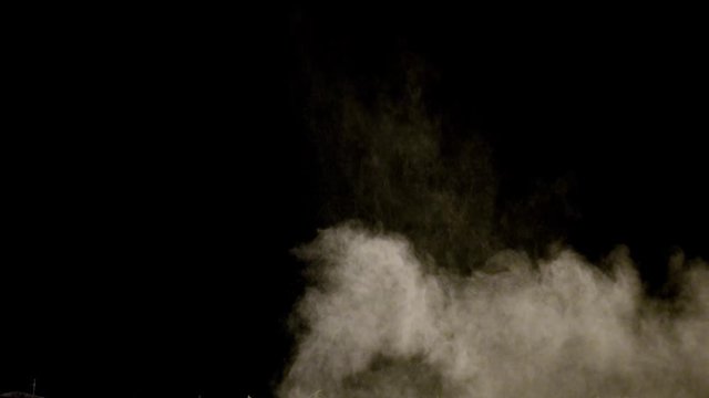 Cg animation of white powder dust explosion on black background. Slow motion movement with acceleration in the beginning.More elements in our portfolio