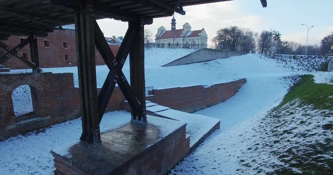Winter aerial drone view of small town in 4K