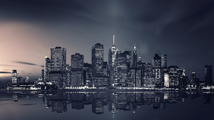 View of Manhattan Downtown in the evening, New York City