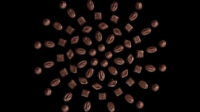 Moving chocolate candy pattern in circles.