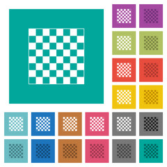 Chess board square flat multi colored icons